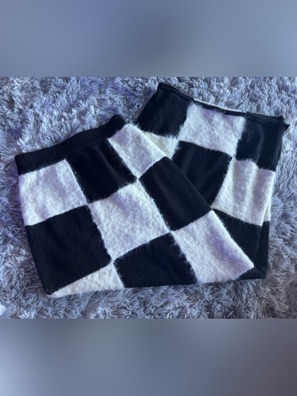 Urban Outfitters Black and White Checkerboard Crewneck Sweater
